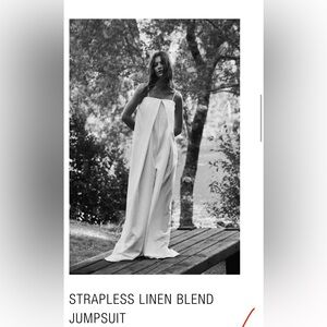 ZARA wide leg white linen jumpsuit